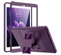 MoKo Case Fit 2018/2017 iPad 9.7 6th/5th Generation - [Heavy Duty] Shockproof Full Body Rugged Hybrid Cover with Built-in Screen Protector Compatible with Apple iPad 9.7 Inch 2018/2017, Dark Purple