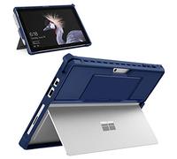MoKo Case Fit Microsoft Surface Pro 7 Plus/Pro 7, All-In-One Protective Rugged Cover Case with Pen Holder, Hand Strap, Compatible with Type Cover Keyboard, Blue