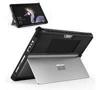 MoKo Case Fit Microsoft Surface Pro 7 Plus/Pro7/Pro 6/Pro 5/Pro 2017/Pro 4/Pro LTE, All-In-One Protective Rugged Cover Case with Pen Holder Hand Strap, Compatible with Type Cover Keyboard, Black