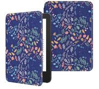 MoKo Case Fits 6" All-New Kindle (11th Generation-2024/2022 Release), Lightweight Shell Cover with Auto Wake/Sleep for Kindle 2024/2022 11th Gen e-Reader, Flowers on Blue