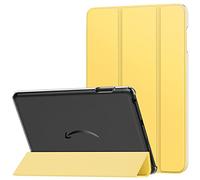 MoKo Case Fits All-New Amazon Fire HD 8 & 8 Plus Tablet (12/10th Gen, 2024/2022/2020 Release) 8", PU Leather Trifold Stand Cover with Translucent Frosted Backshell with Auto Wake/Sleep, Light Yellow