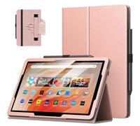 MoKo Case Fits All-New Amazon Kindle Fire HD 10 & 10 Plus Tablet (13th/11th Generation, 2023/2021 Release) 10.1" - Slim Folding Stand Cover with Auto Wake/Sleep, Rose Gold