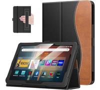 MoKo Case Fits All-New Amazon Kindle Fire HD 8 & 8 Plus Tablet (12th Generation/10th Generation, 2024/2022/2020 Release) 8",Slim Folding Stand Cover with Auto Wake/Sleep, Black+Brown