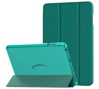 MoKo Case Fits Amazon Kindle Fire HD 8 & 8 Plus Tablet(12/10th Gen, 2024/2022/2020 Release) 8", PU Leather Trifold Stand Cover with Translucent Frosted Backshell with Auto Wake/Sleep, Jade Green