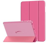 MoKo Case Fits Amazon Kindle Fire HD 8 & 8 Plus Tablet(12/10th Gen, 2024/2022/2020 Release) 8", PU Leather Trifold Stand Cover with Translucent Frosted Backshell with Auto Wake/Sleep, Magenta