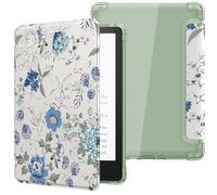 MoKo Case for 6.8" Paperwhite 11th Gen 2021& Paperwhite Signature Edition, Ultra Clear Soft Flexible Transparent TPU Back Cover Light Shell with Auto Wake/Sleep, Not fit Kobo & BOOX, White Blue Floral
