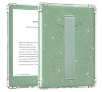 MoKo Case for 6" All-New Kindle (11th Generation-2024/2022 Release), Hand Strap Case Ultra Slim Transparent Sequined Soft Flexible TPU Skin Bumper Back Cover Shell, Glitter/Maguey Green