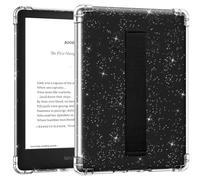 MoKo Case for 6" All-New Kindle (11th Generation-2024/2022 Release), Hand Strap Case Ultra Slim Transparent Sequined Soft Flexible TPU Skin Bumper Back Cover Shell, Glitter/Black