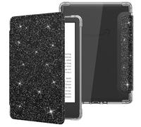 MoKo Case for 6" All-New Kindle (11th Generation-2024/2022 Release), Ultra Clear Soft Flexible Transparent TPU Back Cover with Auto Wake/Sleep for Kindle 11th Generation 2024, Black & Glitter