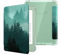 MoKo Case for 6" Kindle (11th Generation-2024/2022 Release), Ultra Clear Soft Flexible Transparent TPU Back Cover Light Shell with Auto Wake/Sleep for Kindle 11th Generation 2024, Green Forest