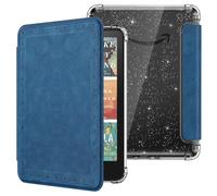 MoKo Case for 7" Kindle Paperwhite 12th Gen 2025/2026 & Kindle Colorsoft 2024/2025, Glitter Clear Kindle Case, Flexible Clear Soft TPU Back Cover Light Shell with Auto Wake/Sleep, Blue Vintage Twill