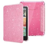 MoKo Case for 7" Kindle Paperwhite 12th Gen 2025/2026 & Kindle Colorsoft 2024/2025, Glitter Clear Kindle Case, Flexible Clear Soft TPU Back Cover Light Shell with Auto Wake/Sleep, Glitter Pink