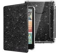 MoKo Case for 7" Kindle Paperwhite 12th Gen 2025/2026 & Kindle Colorsoft 2024/2025, Glitter Clear Kindle Case, Flexible Clear Soft TPU Back Cover Light Shell with Auto Wake/Sleep, Black & Glitter