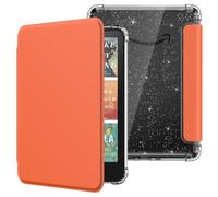 MoKo Case for 7" Kindle Paperwhite 12th Gen 2025/2026 & Kindle Colorsoft 2024/2025, Glitter Clear Kindle Case, Flexible Clear Soft TPU Back Cover Light Shell with Auto Wake/Sleep, Orange