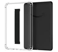 MoKo Case for 7" Kindle Paperwhite (12th Generation-2024) and Kindle Colorsoft Signature Edition, Hand Strap Case Ultra Slim Transparent Soft Flexible TPU Skin Bumper Back Cover Shell, Black