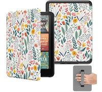 MoKo Case for All-new 7" Kindle Paperwhite(12th Gen 2024) and Kindle Colorsoft Signature Edition 2024, Lightweight Shell Cover with Hand Strap Auto Wake/Sleep for Kin dle Paperwhite 2024, Flowers