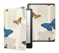 MoKo Case for All-New 7" Kindle Paperwhite 12th Gen 2024&Kindle Colorsoft Signature Edition 2024,Lightweight PU Protective Shell Cover with Auto Wake/Sleep for Paperwhite 2024, Retro Butterfly