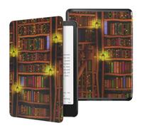 MoKo Case for All-new 7" Kindle Paperwhite 12th Gen 2024&Kindle Colorsoft Signature Edition 2024, Lightweight PU Protective Shell Cover with Auto Wake/Sleep for Kindle Paperwhite 2024, Retro Library