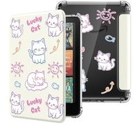 MoKo Case for All-new 7" Kindle Paperwhite 12th Gen 2024&Kindle Colorsoft Signature Edition 2024,Ultra Clear Soft Flexible Transparent TPU Back Cover Light Shell with Auto Wake/Sleep, Lazy Kitten