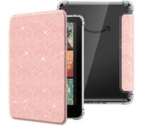MoKo Case for All-new 7"Kindle Paperwhite 12th Gen 2024&Kindle Colorsoft Signature Edition 2024,Ultra Clear Soft Flexible Transparent TPU Back Cover Light Shell with Auto Wake/Sleep,Glitter Light Pink