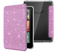MoKo Case for All-new 7" Kindle Paperwhite 12th Gen 2024&Kindle Colorsoft Signature Edition 2024, Ultra Clear Soft Flexible Transparent TPU Back Cover Light Shell with Auto Wake/Sleep, Purple Glitter