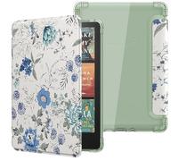 MoKo Case for All-new 7" Kindle Paperwhite 12th Gen 2024&Kindle Colorsoft Signature Edition 2024,Ultra Clear Soft Flexible Transparent TPU Back Cover Light Shell with Auto Wake/Sleep,White Blue Floral