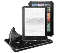 MoKo Case for All-new 7" Kindle Paperwhite (12th Generation-2024) and Kindle Colorsoft Signature Edition 2024 Ultra Thin Clear Flexible Transparent TPU Skin Bumper Back Cover Shell, Glitter Black