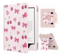 MoKo Case for eBook Reader, Slim PU Shell Cover Case with Auto-Wake/Sleep for E-reader, Not fit Kobo Aura 2/Remarkable, Cherry Bow