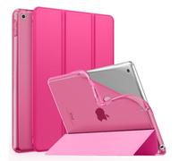 MoKo Case for iPad 9th Generation 2021/ 8th Generation 2020/ 7th Gen 2019, Soft Translucent TPU Frosted Back Cover Slim for iPad 10.2 inch Case with Stand, Auto Wake/Sleep, Bright Pink