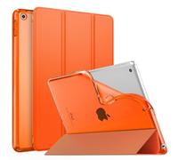 MoKo Case for iPad 9th Generation 2021/ iPad 8th Generation 2020/ iPad 7th Generation 2019, Soft Translucent TPU Frosted Back Cover Slim iPad 10.2 inch Case with Stand, Auto Wake/Sleep, Orange