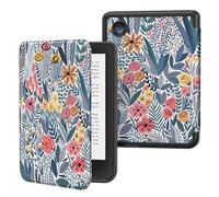 MoKo Case for Kobo Clara BW/Clara Colour/Clara 2E 6", Ultra Slim Lightweight with Auto Wake/Sleep Cover Folio Case for Kobo Clara BW/Clara Colour 6" 2024, Blue Leaf Flower