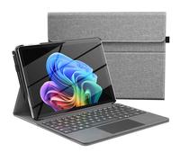 MoKo Case for Microsoft Surface Pro 12 Inch 1st Edition 2025, Lightweight Protective Business Cover with Multi-Angle Stand & Stylus Holder, Compatible with Type Cover Keyboard, Gray