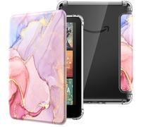 MoKo Case for New 7"Kindle Paperwhite 12th Gen 2024&Kindle Colorsoft Signature Edition 2024,Ultra Clear Soft Flexible Transparent TPU Back Cover Light Shell with Auto Wake/Sleep,Light Pink Gold Marble