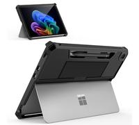 MoKo Case for NEW Microsoft Surface Pro 12 Inch 2025 Released, All-in-One Protective Rugged Cover with Back Pen Holder & Hand Strap, Compatible with Type Cover Keyboard, Black
