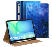 MoKo Case for Samsug Galaxy Tab S10 Lite/ S10 FE 2025/ S9 FE 10.9 inch/ S9 11 inch 2023 with S Pen Holder, PU Leather Multi-Angle Protective Cover for Galaxy S10 Lite with Hand Strap, Blue Starry Sky