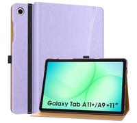 MoKo Case for Samsung Galaxy Tab A11+ Plus 11-Inch 2025/ A9+ Plus 2023, PU Leather Multi-Angle Folio Stand Cover for A11+/ A9+ with Hand Strap, Pocket, Auto Wake/Sleep, Light Purple