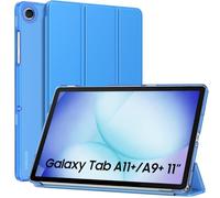 MoKo Case for Samsung Galaxy Tab A11+ Plus/ A9+ 11 Inch 2025/2023, Slim Stand Protective Smart Cover with Hard PC Translucent Back Shell for Galaxy Tab A11+/ A9 Plus Tablet, Auto Wake/Sleep, Blue Wave