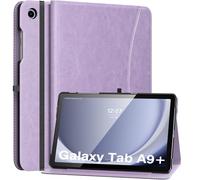 MoKo Case for Samsung Galaxy Tab A9 Plus 11" 2023 (SM-X210/SM-X216/SM-X218), PU Leather Multi-Angle Viewing Folding Stand Cover Case with Hand Strap, Front Pocket, Auto Wake/Sleep, Light Purple
