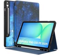 MoKo Case for Samsung Galaxy Tab S10 FE/ S9 FE 5G 10.9-Inch 2025/2023, S9 11-Inch 2023 with S Pen Holder, Slim Multi-Angle Viewing Case with Soft TPU Back Shell for Galaxy Tab S10 FE, Blue Starry Sky