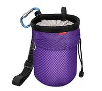 MoKo Chalk Bag, Drawstring Rock Climbing Chalk Bag with Adjustable Belt & Zippered Pockets and Carabiner, Rock Climbing Gifts Gear Accessories, For Rock Climbing Weight Lifting Gymnastics, Purple