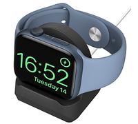 MoKo Charger Stand Compatible with Apple Watch Ultra 2/Ultra/SE/Series 10/9/8/7/6/5/4/3/2/1, Durable Silicone Charging Dock Holder, Support Nightstand Mode for iWatch 49/46/45/44/42/41/40/38mm, Black