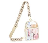MoKo Clear Bag Stadium Approved - Multi Pockets Clear Sling Purse Crossbody Bag with Adjustable Shoulder Strap for Concerts Events Sports Games, Beige