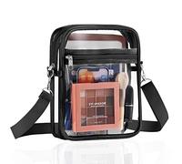 MoKo Clear Crossbody Bag Purse, Stadium Approved Adjustable Strap Shoulder Bags for Concerts Festival Sports Events, Black