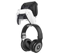 MoKo Controller Stand, Dual Gamepad Headphone Hanger & Controller Fits STEAM, PS3, PS4, PS5, PC, Switch/Switch 2, Wall Mount Stand for All Kinds of Headsets, Clear