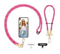 MoKo Crossbody Lanyard, Adjustable Cell Phone Lanyard, Premium 8mm Thick Rope Mobile Phone Lanyard for iPhone, Samsung, and More | Phone Neck Strap×1, Wrist Strap×1, Lanyard Patch×2, Rose Red