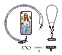 MoKo Crossbody Phone Lanyard, Wrist Strap & Crossbody Phone Lanyard with Adjustable Length, Strap for iPhone & Samsung, with 2 Patches & S-shaped Spring Clasp, Black & White