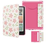 MoKo Detachable Magnetic Case for All-new 7" E-reader 12th Gen 2024 &Colorsoft 2024/2025,Ultra Clear Back Scratch-Proof Light & Shell Cover with Auto Wake/Sleep,Not fit BOOX & Kobo, Flower & Leaves
