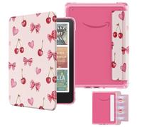MoKo Detachable Magnetic Case for All-new 7" E-reader 12th Generation 2024 &Colorsoft 2024/2025,Ultra Clear Back Scratch-Proof Light & Shell Cover with Auto Wake/Sleep,Not fit BOOX & Kobo, Cherry Bow