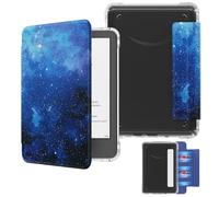 MoKo Detachable Magnetic Case for All-New Kindle (11th Generation-2024/2022 Release) 6 Inch,Ultra Clear Back Scratch-Proof Light & Shell Cover with Auto Wake/Sleep, Blue Starry Sky