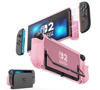MoKo Dockable Cover for Nintendo Switch 2 (2025), Protective Case for Switch 2 with Quick-Release Joy-Con Design, TPU Frame & PC Back, Shockproof and Scratchproof, Pink